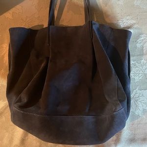 Slouchy blue suede Zara bag with divider and two attached straps